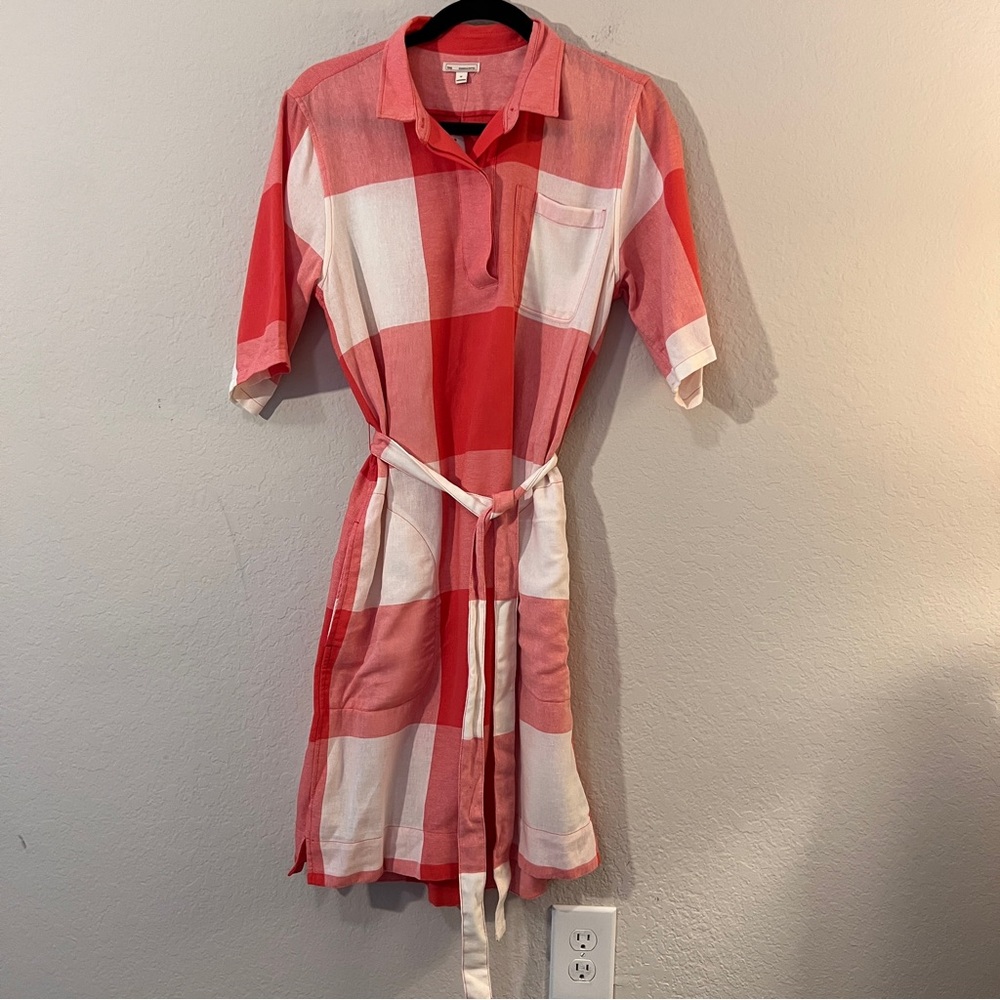 Gap 🎁 NWT Red & White Plaid Shirt Dress Medium 100% Cotton